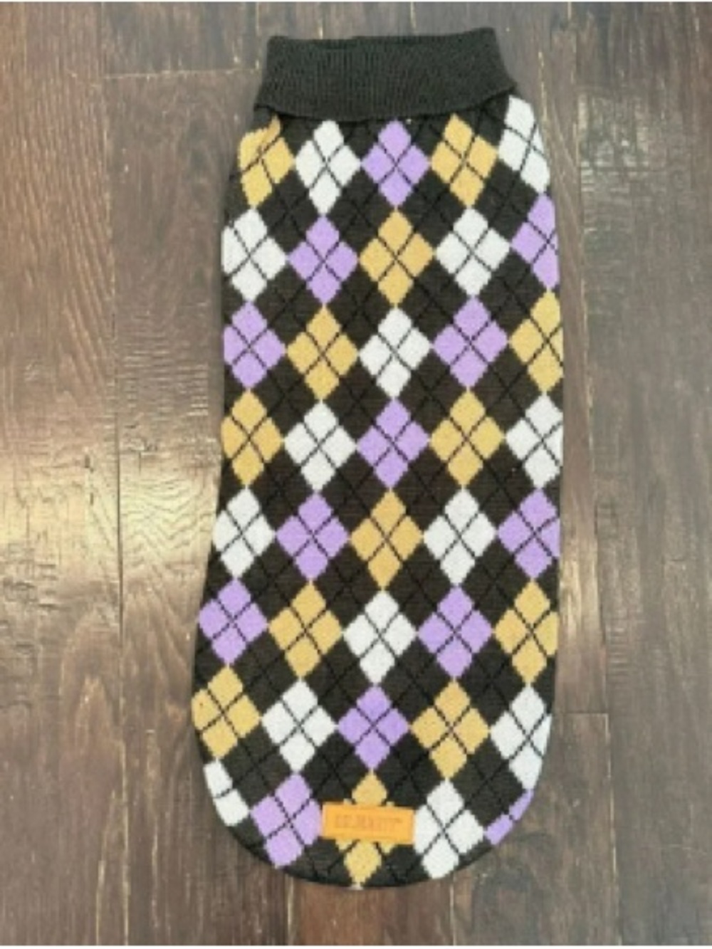 Argyle Pattern Pet Sweater in Black, Purple & Yellow